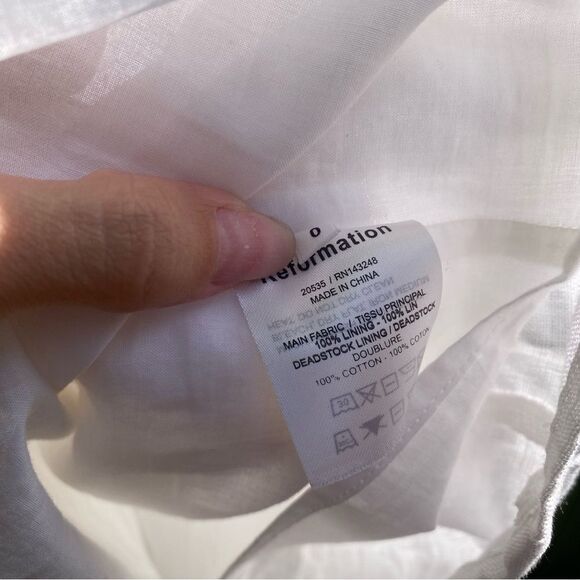 Reformation Kathryn linen dress Mini Off Shoulder Prairie Classy Size 0 NEW - Picture 7 of 8